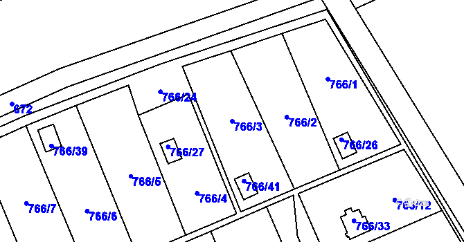 Parcela st. 766/3 v KÚ Bludovice, Katastrální mapa