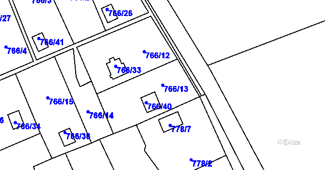 Parcela st. 766/13 v KÚ Bludovice, Katastrální mapa