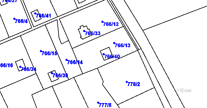 Parcela st. 766/40 v KÚ Bludovice, Katastrální mapa