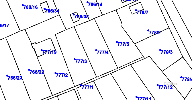 Parcela st. 777/4 v KÚ Bludovice, Katastrální mapa