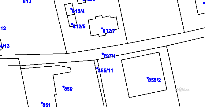 Parcela st. 797/1 v KÚ Bludovice, Katastrální mapa