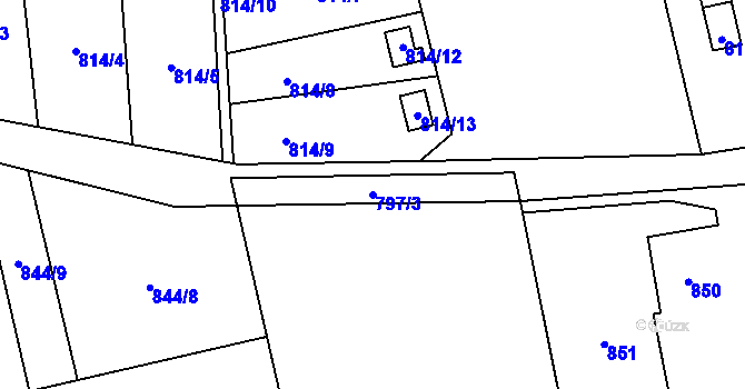 Parcela st. 797/3 v KÚ Bludovice, Katastrální mapa