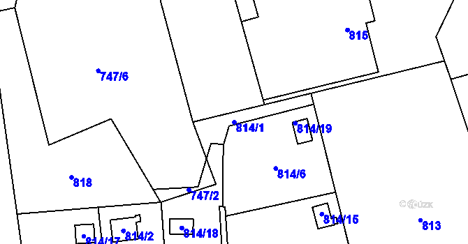 Parcela st. 814/1 v KÚ Bludovice, Katastrální mapa