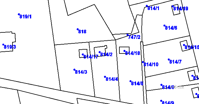 Parcela st. 814/2 v KÚ Bludovice, Katastrální mapa