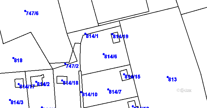 Parcela st. 814/6 v KÚ Bludovice, Katastrální mapa