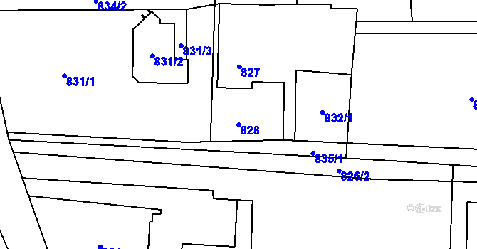 Parcela st. 828 v KÚ Bludovice, Katastrální mapa