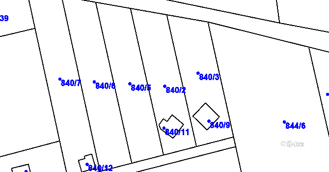 Parcela st. 840/2 v KÚ Bludovice, Katastrální mapa