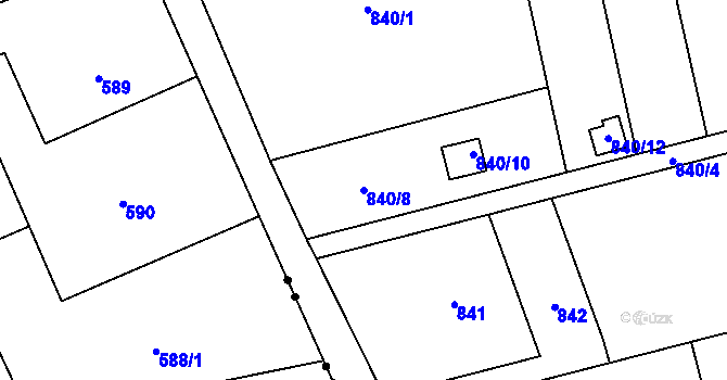Parcela st. 840/8 v KÚ Bludovice, Katastrální mapa