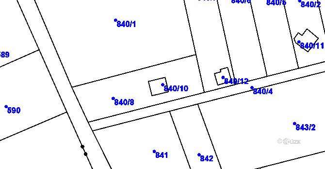 Parcela st. 840/10 v KÚ Bludovice, Katastrální mapa