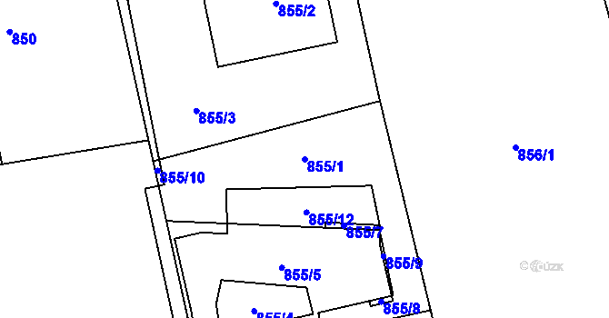 Parcela st. 855/1 v KÚ Bludovice, Katastrální mapa