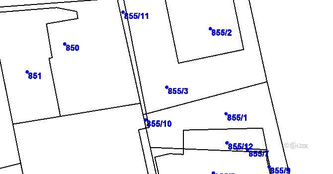 Parcela st. 855/3 v KÚ Bludovice, Katastrální mapa