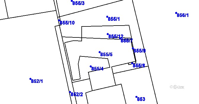Parcela st. 855/5 v KÚ Bludovice, Katastrální mapa