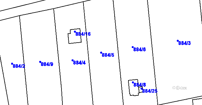 Parcela st. 884/5 v KÚ Bludovice, Katastrální mapa
