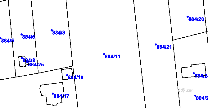 Parcela st. 884/11 v KÚ Bludovice, Katastrální mapa