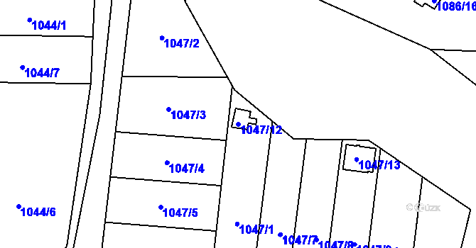 Parcela st. 1047/12 v KÚ Bludovice, Katastrální mapa