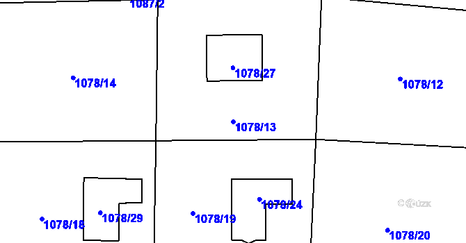 Parcela st. 1078/13 v KÚ Bludovice, Katastrální mapa
