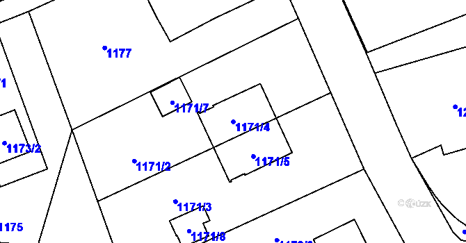 Parcela st. 1171/4 v KÚ Bludovice, Katastrální mapa