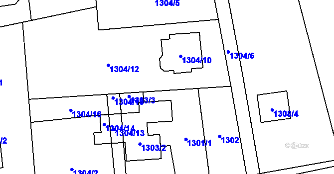 Parcela st. 1301/3 v KÚ Bludovice, Katastrální mapa