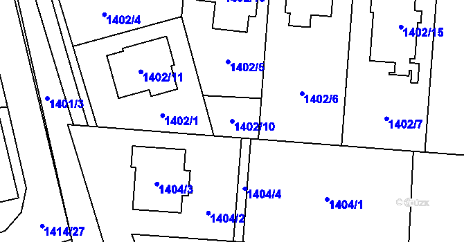 Parcela st. 1402/10 v KÚ Bludovice, Katastrální mapa