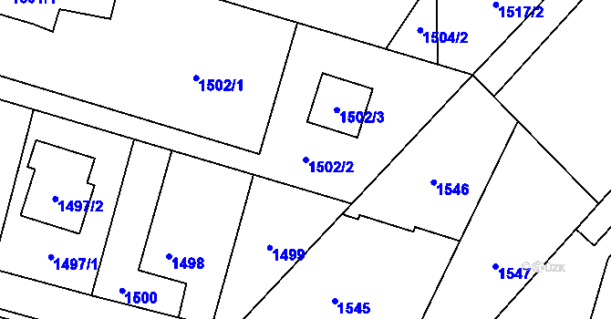 Parcela st. 1502/2 v KÚ Bludovice, Katastrální mapa