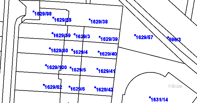 Parcela st. 1629/40 v KÚ Bludovice, Katastrální mapa