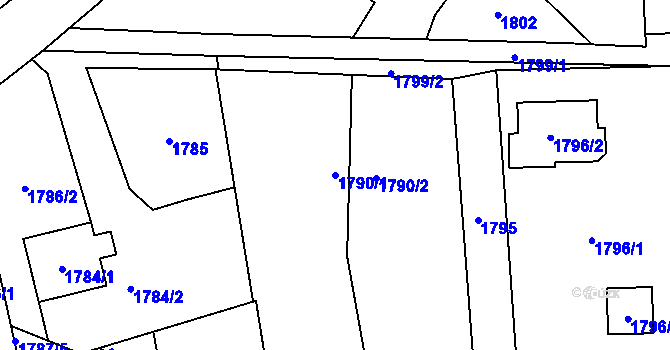 Parcela st. 1790/1 v KÚ Bludovice, Katastrální mapa