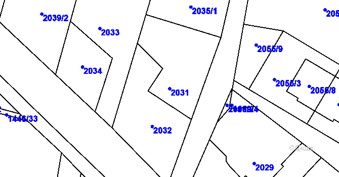 Parcela st. 2031 v KÚ Bludovice, Katastrální mapa