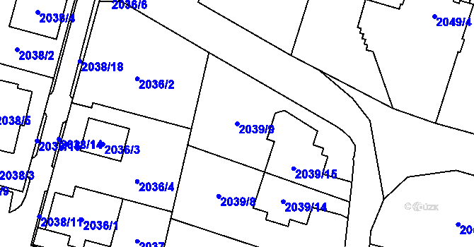 Parcela st. 2039/9 v KÚ Bludovice, Katastrální mapa
