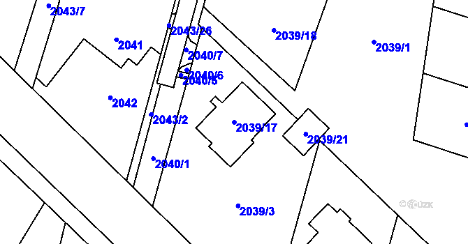 Parcela st. 2039/17 v KÚ Bludovice, Katastrální mapa