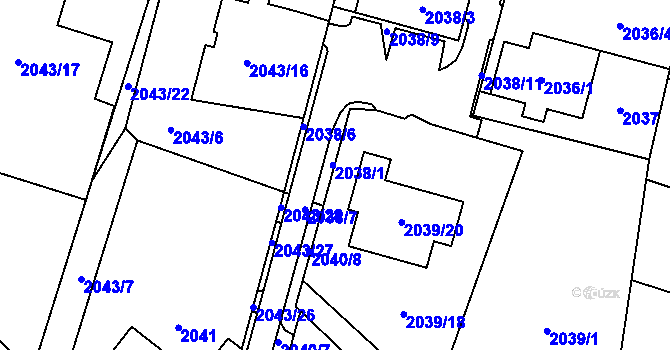 Parcela st. 2039/19 v KÚ Bludovice, Katastrální mapa