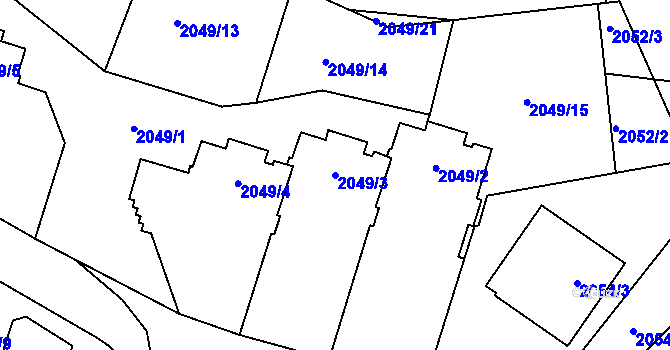 Parcela st. 2049/3 v KÚ Bludovice, Katastrální mapa