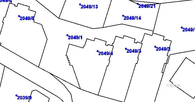 Parcela st. 2049/4 v KÚ Bludovice, Katastrální mapa