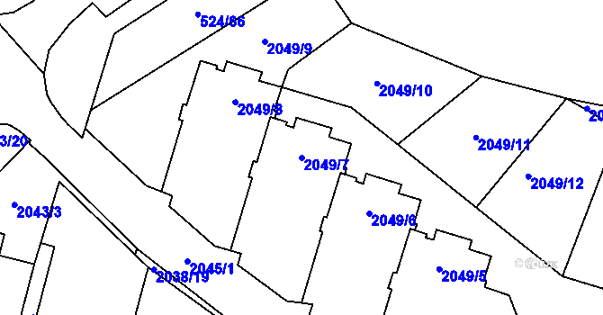 Parcela st. 2049/7 v KÚ Bludovice, Katastrální mapa