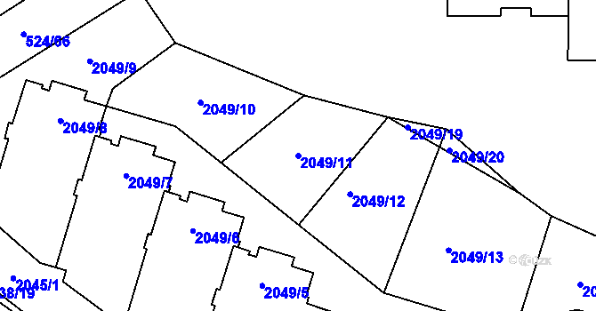 Parcela st. 2049/11 v KÚ Bludovice, Katastrální mapa