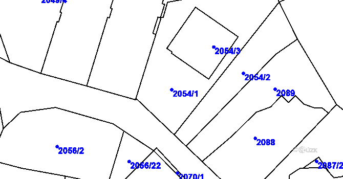 Parcela st. 2054/1 v KÚ Bludovice, Katastrální mapa