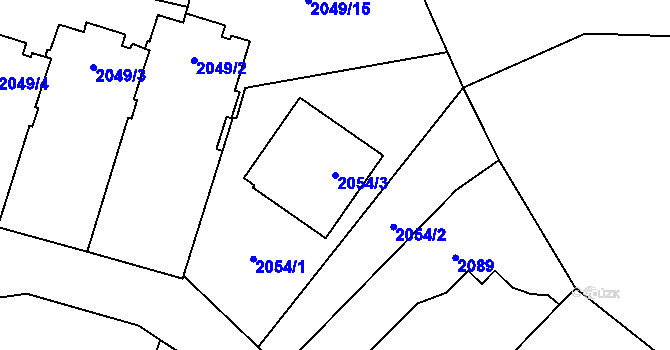 Parcela st. 2054/3 v KÚ Bludovice, Katastrální mapa