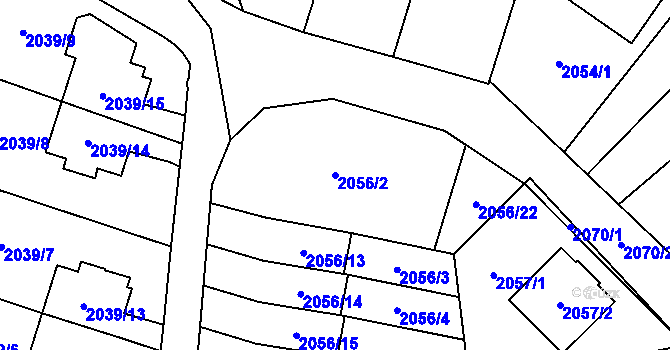 Parcela st. 2056/2 v KÚ Bludovice, Katastrální mapa