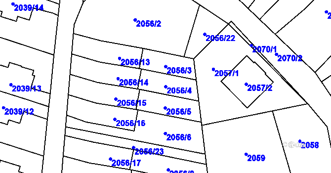 Parcela st. 2056/4 v KÚ Bludovice, Katastrální mapa