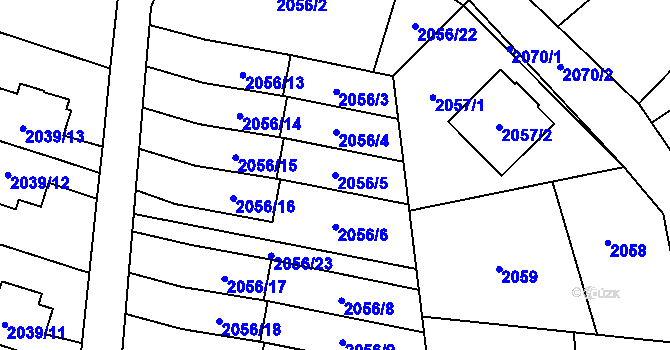 Parcela st. 2056/5 v KÚ Bludovice, Katastrální mapa