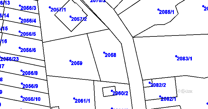 Parcela st. 2058 v KÚ Bludovice, Katastrální mapa