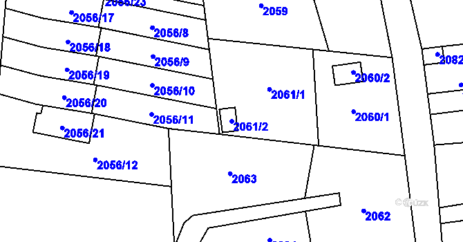 Parcela st. 2061/2 v KÚ Bludovice, Katastrální mapa