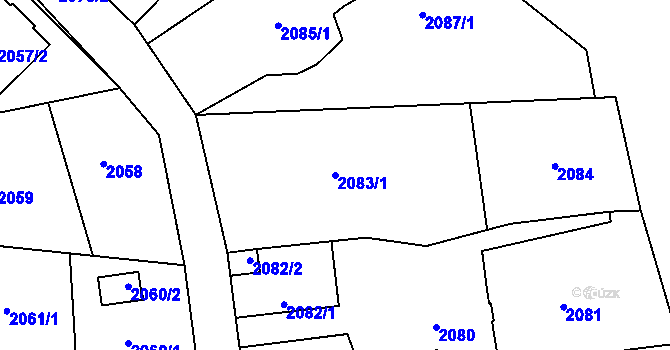 Parcela st. 2083/1 v KÚ Bludovice, Katastrální mapa