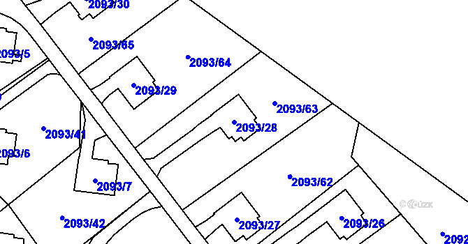 Parcela st. 2093/28 v KÚ Bludovice, Katastrální mapa