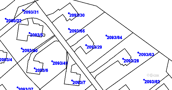 Parcela st. 2093/29 v KÚ Bludovice, Katastrální mapa