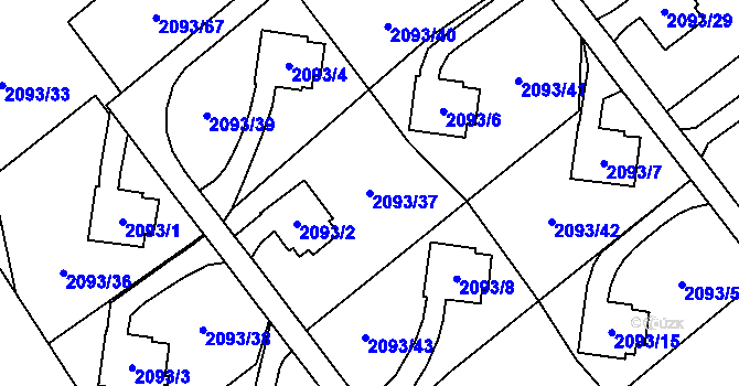 Parcela st. 2093/37 v KÚ Bludovice, Katastrální mapa