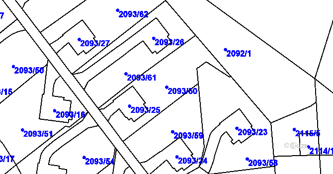 Parcela st. 2093/60 v KÚ Bludovice, Katastrální mapa