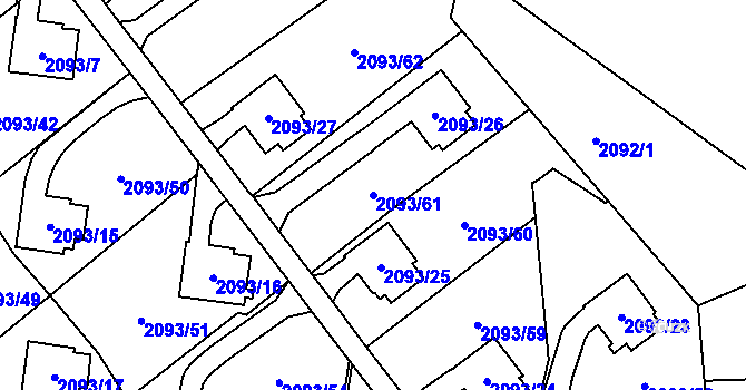 Parcela st. 2093/61 v KÚ Bludovice, Katastrální mapa