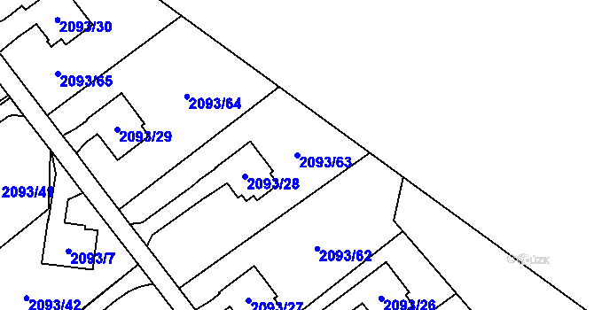 Parcela st. 2093/63 v KÚ Bludovice, Katastrální mapa