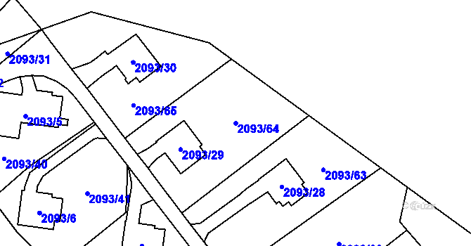 Parcela st. 2093/64 v KÚ Bludovice, Katastrální mapa