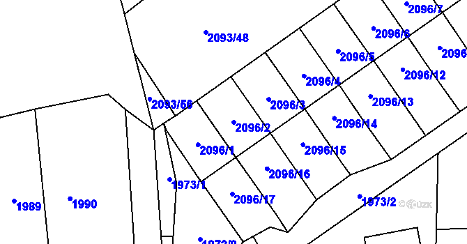 Parcela st. 2096/2 v KÚ Bludovice, Katastrální mapa